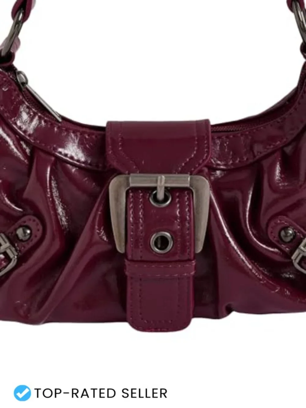 Faux Leather Crescent Shoulder Bag Y2k Mini Purse Goth Vintage Hobo